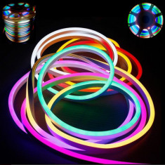 Neon Flex Furtun Luminos Flexibil Rola 100m Multicolor 2Fete 1.5cm foto