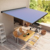 Cumpara ieftin Copertină motorizată tip casetă, albastru și alb, 450 x 300 cm