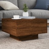 VidaXL Măsuță de cafea cu lumini LED, stejar maro, 55x55x31 cm