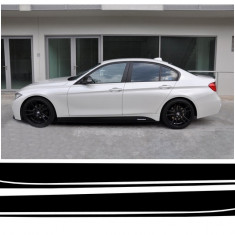 Stickere Laterale Negru Mat compatibil cu BMW Seria 3 F30 F31 (2011-up) M-Performance Design Negru Mat STICKERF30MB