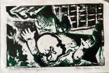 Tania Baillayre (1916 Petrograd - 1991 Bucuresti), lucrare veche, &rdquo;De ziua lui&rdquo;, tehnică mixtă, semnată, 16x11 cm, arta romaneasca, scoala Chisinau