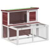 Cumpara ieftin Cusca pentru iepuri, cafeniu, 102x90x84,5 cm, lemn masiv de pin