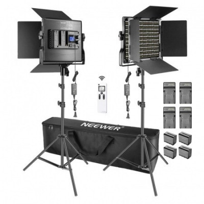 Kit 2 Panouri Neewer Bi Color 660 LED,telecomanda,4 baterii si 4 incarcatori + geanta transport foto