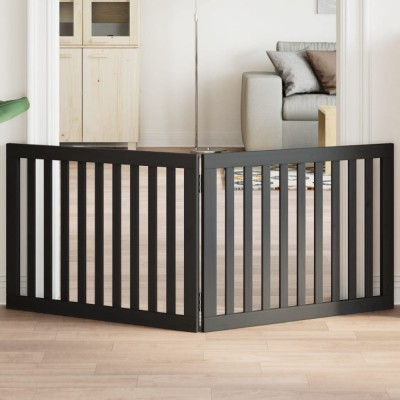 vidaXL Poartă pentru c&amp;acirc;ini pliabilă 2 panouri negru, 160 cm, lemn plop 352256 foto