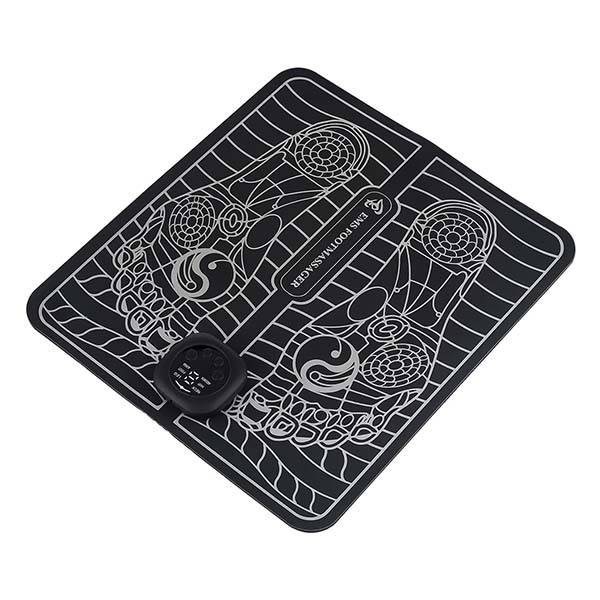 Covoras de masaj pentru picioare, ems, 4 niveluri de intensitate, incarcare usb, ecran led, telecomanda inclusa, negru