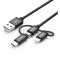 Cablu USB 2.0 A la Micro USB si Lightning+Tip C (3 in 1)