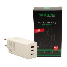 Incarcator Patona Premium GaN Fast Charger 100W PD QC 3.0 2xUSB-C 1xUSB-A - 2647