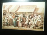 Ilustrata - Pictura de Fr.Neuhausser - Iarmaroc la Sibiu 1788 -Muzeul Brukenthal