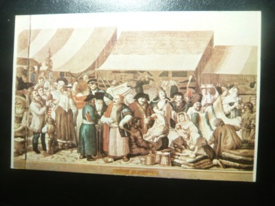 Ilustrata - Pictura de Fr.Neuhausser - Iarmaroc la Sibiu 1788 -Muzeul Brukenthal foto