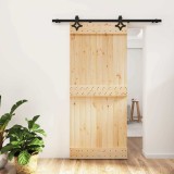 Cumpara ieftin Usa glisanta Natural si Negru 90 x 210 cm Lemn de Pin Solid