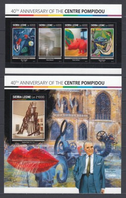 Sierra Leone 2017 - Arta - CENTRUL POMPIDOU - BL+KB - MNH foto