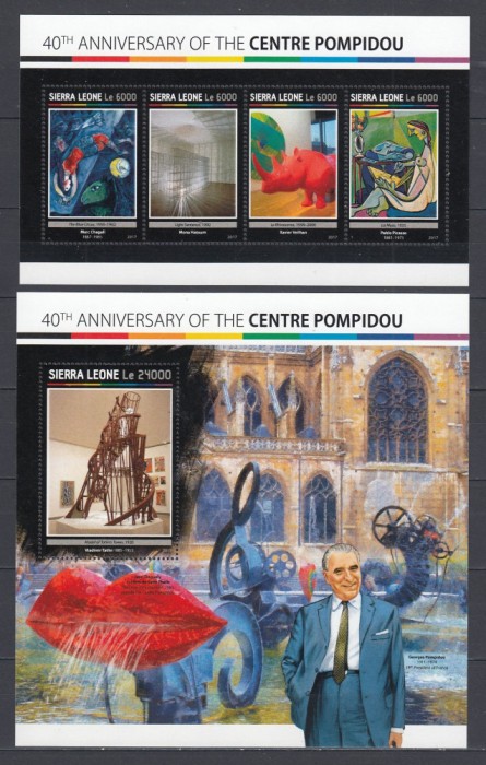 Sierra Leone 2017 - Arta - CENTRUL POMPIDOU - BL+KB - MNH