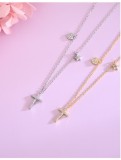 Cumpara ieftin LantiE or Argint 925 Placat cu Aur , Cruce, Inima E i Steluta cu Zirconiu