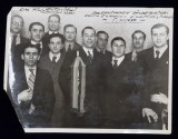 FOTOGRAFIE DE GRUP , SOLEMNITATEA SARBATORIRII CELOR CINCI CAMPIONI AI GRUPARII &#039; TURDA &#039; , DATATA 1936 , LIPSA COLTUL DIN STANGA JOS *