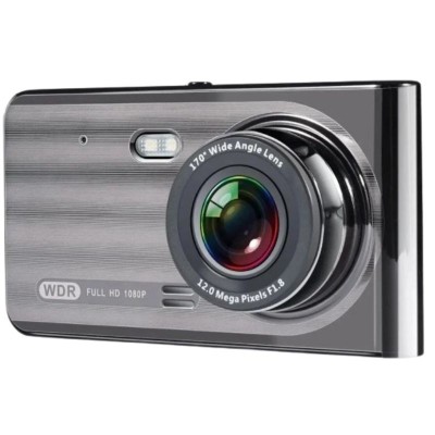 Camera auto DVR s-Eye Fata/Spate 1080P, Touch 4&amp;quot;, senzor G, vedere nocturna, unghi 170, Argintiu foto