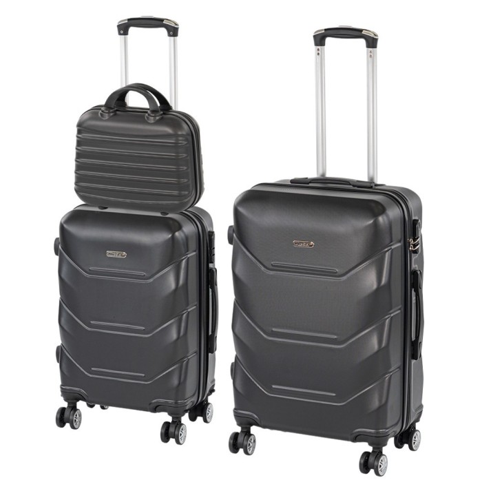 TraveLux Max VIII gurul&oacute;s bőr&ouml;nd szett fekete