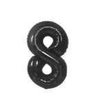 Balon folie sub forma de cifra, negru mat, 85 cm-Tip Cifra 8