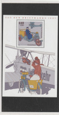 Germania 1997-Transporturi,Biplan si triciclu motorizat,colita MNH,Mi.Bl.41 foto