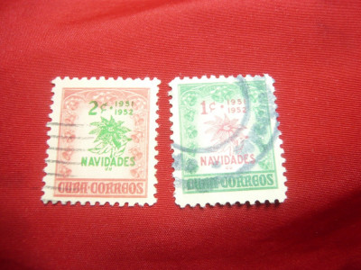 Serie Craciun 1951 Cuba 2 valori stampilate foto