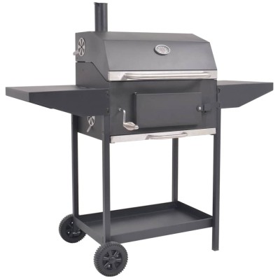 Grătar barbecue cu cărbuni, afumătoare și raft jos, negru foto