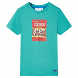 Tricou pentru copii cu m&acirc;neci scurte, verde mentă &icirc;nchis, 104, vidaXL