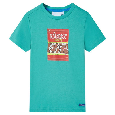 Tricou pentru copii cu m&amp;acirc;neci scurte, verde mentă &amp;icirc;nchis, 104 foto