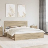 Cumpara ieftin Cadru de pat cu headboard Sonoma 200 x 200 cm Lemn de pin masiv