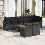 Gossi set canapea gradina 9 piese cu perne negru poliratan acacia