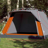 VidaXL Cort camping cabană 4 persoane gri/portocaliu setare rapidă