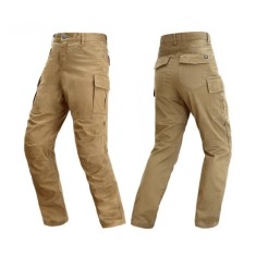 Pantaloni moto cu protectii certificate CE, protectii incluse ajustabile si detasabile, buzunare multiple, Maro