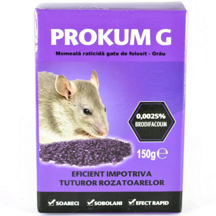 PROKUM G 150g Granule Raticide Profesionale cu Brodifacoum 0,0025%