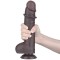 Dildo Realistic Sliding Skin Dual Layer, Brun Inchis, 24 cm