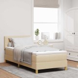 VidaXL Pat cu arcuri cu saltea crem 80x200 cm țesătură