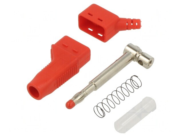 Mufă Banană 4mm Roșie 19A 30VAC 60VDC