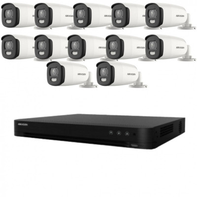 Kit de supraveghere Hikvision 12 camere 5MP ColorVu, Color noaptea 40m, DVR cu 16 canale 8MP SafetyGuard Surveillance foto