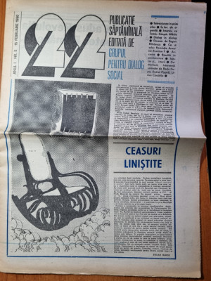 ziarul &amp;quot;22&amp;quot; 16 februarie 1990-art. revolutia la rascruce foto