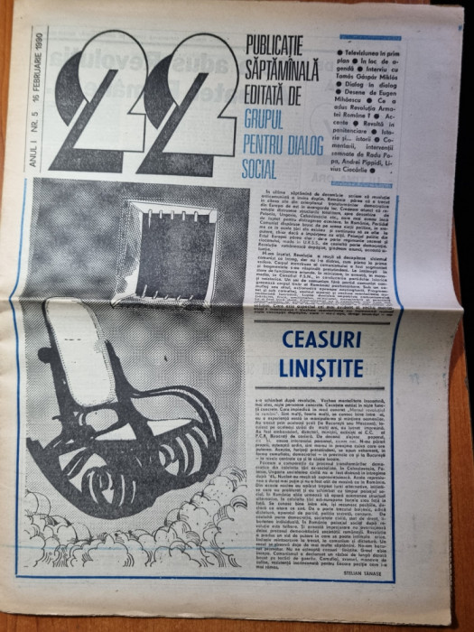 ziarul &quot;22&quot; 16 februarie 1990-art. revolutia la rascruce