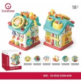 Casuta interactiva Busy House pentru bebelusi, centru de activitati cu volan, lumini si jocuri educative