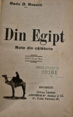 Carte veche Radu D Rosetti din Egipt