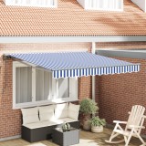 VidaXL Cortina Retractabilă Manual Albastru și Alb 300x250 cm