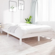 vidaXL Cadru de pat, alb, 140x200 cm, lemn masiv de pin 820542