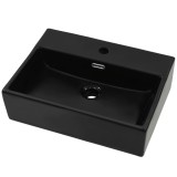 Cumpara ieftin Chiuveta cu orificiu robinet, ceramica, 51,5x38,5x15 cm, negru