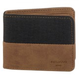 Portofel Bărbați, Exclusivo, Material Sintetic, Taupe și Negru, 11x9cm, Oem