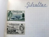 Lot Timbre Gibraltar 1953 - Regina Elisabeta II, Portul, Industria Pescuitului de Ton - Ștampilate -GB
