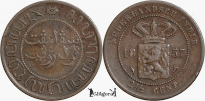1857, 2&amp;frac12; cents - Willem III / Wilhelmina - Indiile de Est Olandeze ( Indonezia ) foto