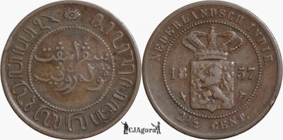 1857, 2&amp;frac12; cents - Willem III / Wilhelmina - Indiile de Est Olandeze ( Indonezia ) foto