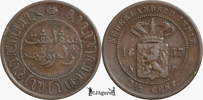 1857, 2&frac12; cents - Willem III / Wilhelmina - Indiile de Est Olandeze ( Indonezia )