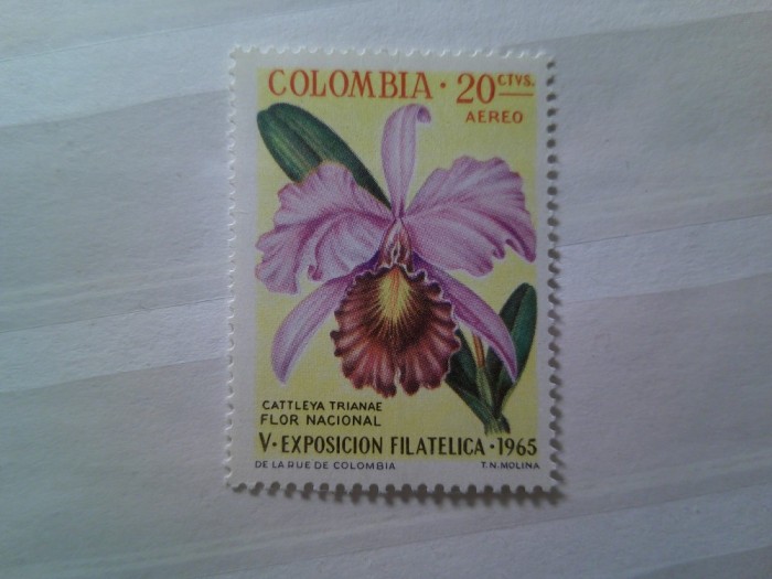 Serie 1 valoare Columbia 1965 - Expozitie Filatelica - Orhidee