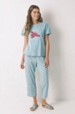 women&#039;secret pijamale de bumbac culoarea turcoaz, bumbac, 3132100