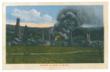 622 - MORENI, Dambovita, Fire at the oil wells, Romania - old postcard - unused, Necirculata, Printata